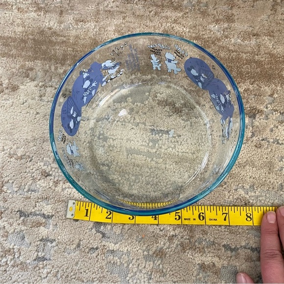 Pyrex 100 Year Anniversary Disney Winnie the Pooh Works Glass Dish Blue Clear - Picture 5 of 6